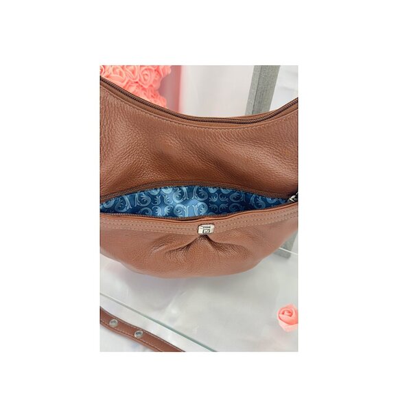 Stone Mountain Boho-Chic Pebbled Leather Crossbody β Warm Brown - Picture 8 of 9